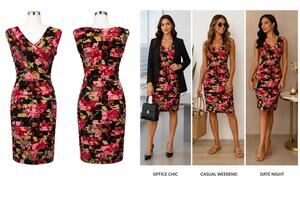 Adrianna Papell Cocktail Dress | Abstract Floral Print | Sleeveless | Size 8